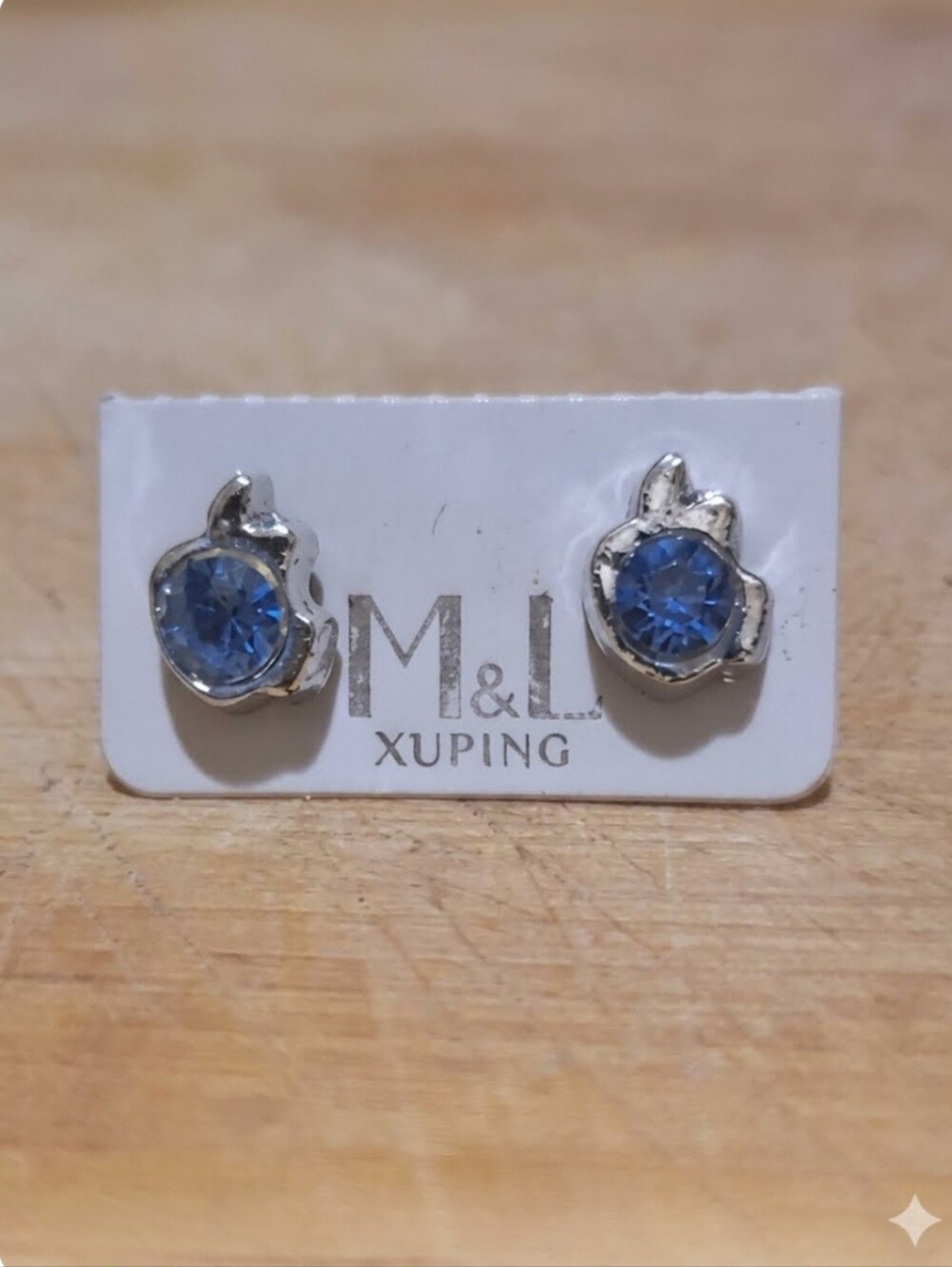 M&L Xuping Silver-Tone Stud Earrings with Blue Stones